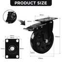Caster Wheels, Heavy Duty 5 Inch Casters Set of 4, Locking Swivel Casters Wheels for Cart, Furniture and Workbench, Black