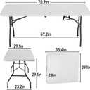 BestOffice Outdoor 6 FT Folding Camping Table Plastic Table Portable Square Height Dining Table Perfect for Picnics, Parties, Party and Camping, White