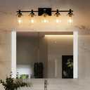 5-Lights Bathroom Light Fixtures, Gold and Black Bathroom Vanity Light Over Mirror, Brushed Gold Bathroom Light Fixtures with Clear Glass Shade for Hallway, Living Room