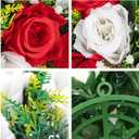 Briful Fake Floral Balls for Centerpieces - 2PCS 11.8" Large Faux Rose Flower Arrangement Silk Flower Bouquet for Home Wedding Party Anniversary Table Vase Flower Stand Decor(Red White)