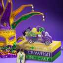 2 x Menkx 4 Pcs Mardi Gras Table Decorations Mardi Gras Wooden Truck Sign Block Tiered Tray Decor Table Centerpieces Book Stack Tabletop for Carnival Masquerade Party Decor Rustic Home Shelf Fireplace