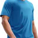 MIER Men's Dry Fit Workout T-Shirts Athletic Running Tee Short Sleeve Crew Neck Gym Tops, Polyester, Moisture Wicking (Blue, M)
