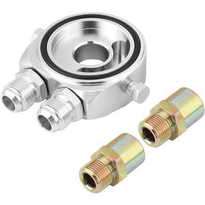 M20 x 1.5 Universal Aluminum Alloy Oil Filter Cooler Sandwich Plate Oil Cooler Sandwich Plate Adapter 1/8 NPT Oil Cooler Kit (silver)