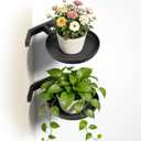 BXF Corner Wall Planters for Indoor Plants, 90 Degree Floating Shelves. Heavy Duty Mounted Holder, Minimalist Hanging Decor. Window Shelf Fits 4-7 Inch Pots (Black, 2 Pack)