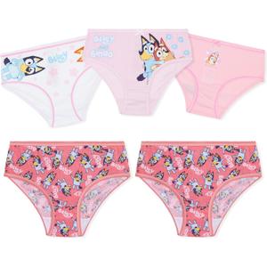 Bluey Girls Underwear, Comfy Breathable Cotton Panties for Kids - Pack of 5 (4-5 Years, Pink/ White)