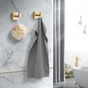 Heavy Duty Stainless Steel Towel Hooks, Wall Mounted Square Robe Hooks for Bathroom, Kitchen, Bedroom, Hotel Brushed Gold 2 Pack