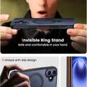 360 Rotatable Magnetic Stand for iPhone 16 Case Compatible with Magnetic 16FT Military Drop Protection, Anti-Scratch/Fingerprint Shockproof iPhone 16 Phone Case(Matte-Black)