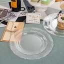 U-QE 100 Pieces Clear Plastic Plates - Clear Disposable Plates - Premium Hard Plastic Plates for Party, Holiday and Party Use Including 50 Dinner 10.25 '' & 50 Dessert Platos 7.5 ''