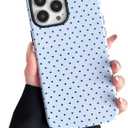 Compatible with iPhone 13 Pro Max Case, Fashion Cute Polka Dot Pattern Aesthetic Design for Women, Soft TPU and Hard Back Shockproof Phone Case for iPhone 13 Pro Max 6.7 inch, Blue