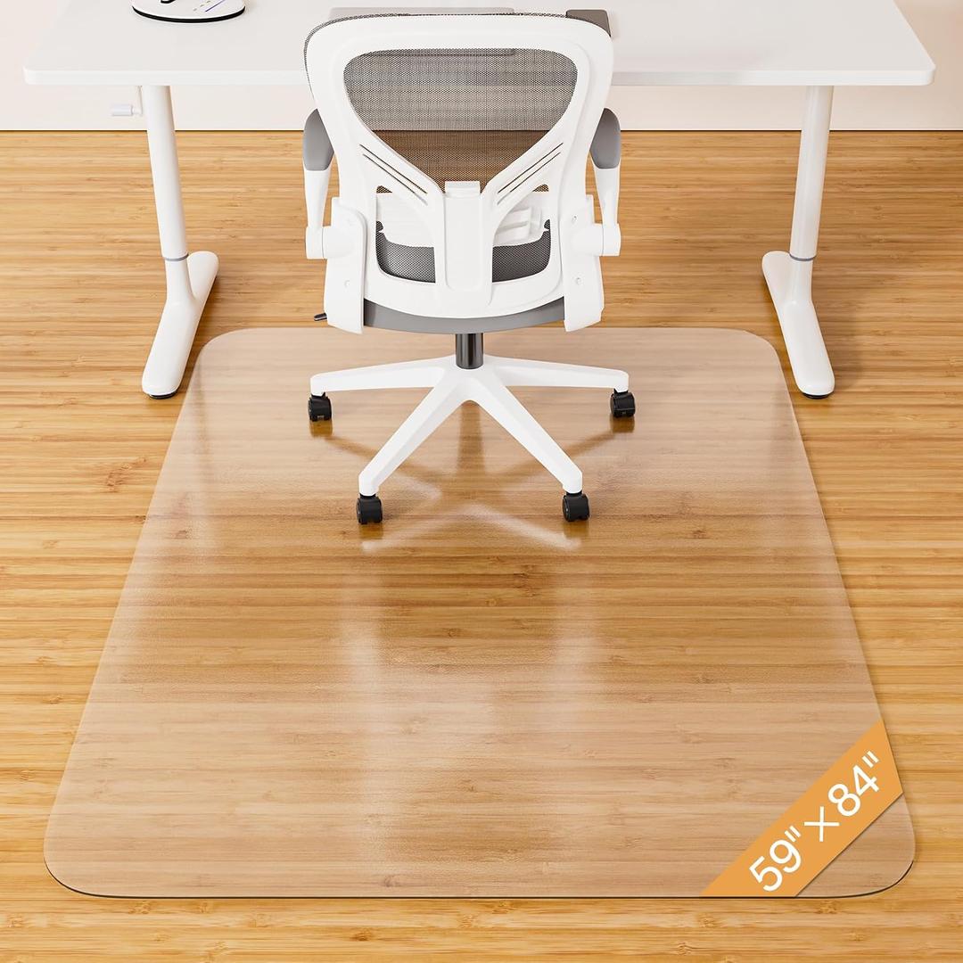 Office Chair Mat for Hardwood Floor, 59" x 84" Clear Plastic Desk Floor Protector, Heavy Duty Non-Slip Chair Mat for Rolling or Gaming Chairs, Durable Computer Mat for Home Office