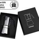 Geesta Premium Crystal Glass-Top Stovetop Espresso Moka Pot - 4/6/ 9 Cups - Stainless Steel Coffee Maker- 160ml/5.6oz/4 cup (espresso cup=40ml)