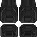 PIC AUTO Heavy Duty Rubber Floor Mats, Black Aluminum Film Car Mats Set, Front and Rear Car Mats with Anti-Slip Backing, All Weather Protection, Trim-to-Fit for Automotive SUV, Sedan, Van