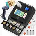 Newest Cash Register for Small Businesses with Scanner, Electronic Cash Registers with Dual Display for Cashier and Customer,Receipt Print& Cash Drawer with Check Port for Store/Restaurant