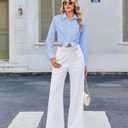 Button Down Shirts for Women Wrinkle Resistance Dress Shirts Collared Long Sleeve Formal Tops (L)