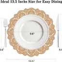 100 Pcs Paper Doilies for Table, Round Paper Placemats Disposable for Tableware Decor, 13.5 Inches Lace Place Mats for Birthday Wedding Banquet Party-01 (Brown)