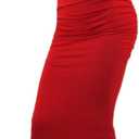 Vivicastle Women's USA Off Shoulder Ruffle Bodycon Fitted Midi Dress (Red, M)