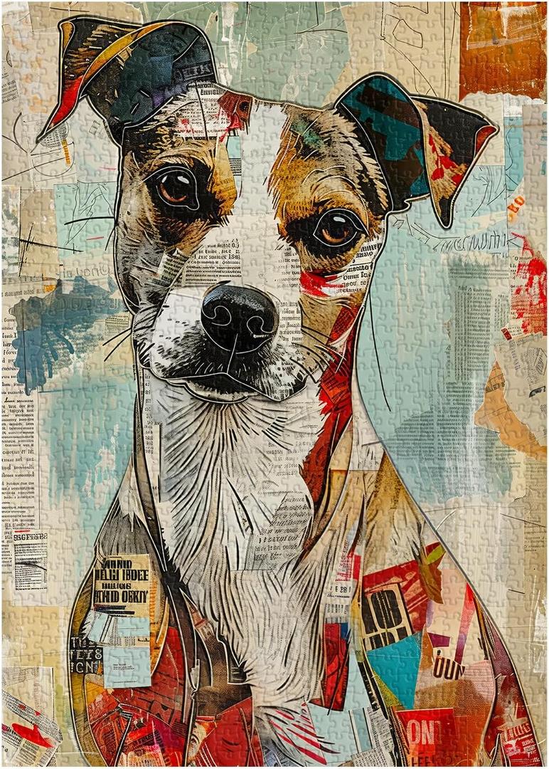Vintage Dog Puzzles for Adults 1000 Pieces, Retro Newspaper Puppy Jigsaw Puzzles, Funny Pet Dog Animal Puzzle as Home Decor