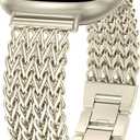 Minyee Metal Bands Compatible with Fitbit Sense 2/Versa 4/Versa 3/Sense Bands Women, Dressy Stainless Steel Multi-chain Designer Luxury Link Bracelet Wristband Replacement Strap