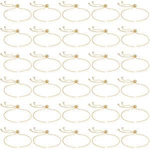 30Pieces Adjustable Slider Bracelet 8.6 Inches Bracelet Chains for Jewelry Making Bracelets Blanks with Rhinestones Ends Extender Chains Charm Bracelets Bulk for DIY Jewelry Making Findings Woman Girl