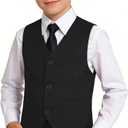 YuanLu Boys Suit Dress Clothes Ring Bearer Outfit Homecoming Dresses Boy Vest and Pants Set for Kids Wedding Tuxedo Suits (Black), Size 2T