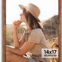 HLiWEGNS Light Walnut 14x17 - Single Frame - Rustic Woodgrain 14 x 17 Poster Frame with Plexiglass for Wall Gallery Display, 14x17 Picture Frame for Puzzle, Artwork, Photo and Posters