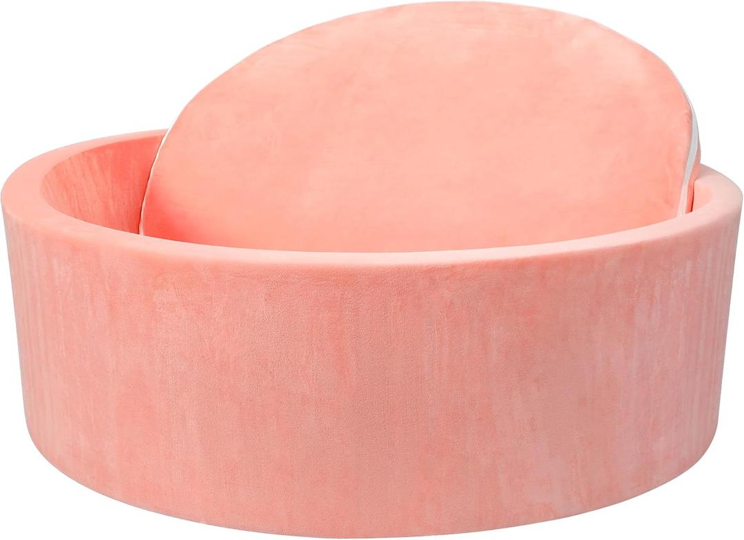 Foam Baby Ball Pit, 35.4"x 11.8" Ball Pits for Toddlers, Soft Round Kiddie Playpen Ball Pool for Kids with Soft Memory Sponge, Ideal Gift for Babies Indoor and Outdoor Game,Pink(Balls not Included)