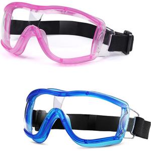 Kids Safety Goggles, Kids Lab Goggles,Soft silicone nose cushion and adjustable headband (Blue+pink)