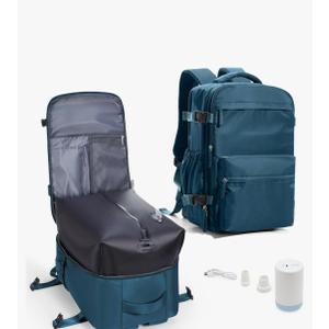 Vacuum Travel Backpack with Pump for Women,Airback Personal Item Carry on Backpacks Flight Approved for Men,Laptop Waterproof Work Compression bags Casual Daypack(Blue) Vacuum Travel Backpack with Pump for Women,Airback Personal Item Carry on Backpacks Flight Approved for Men,Laptop Waterproof Work Compression bags Casual Daypack(Blue)