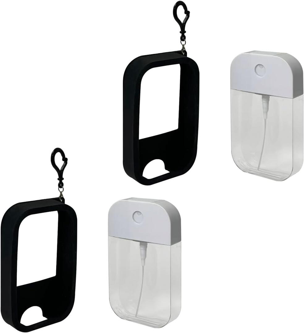 Portable Card Spray Bottle Perfume Moisturizing Sprayer Box50ML Refillable Perfume Bottle with Hook,Refillable Perfume Bottle Empty for Hand Sanitizer Fragrance Cosmetic(Black)