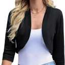 iClosam Womens 3/4 Sleeve Open Front Bolero Shrug Cropped Cardigans Knit Sweater Jacket (X-Large, # 1 New Black)