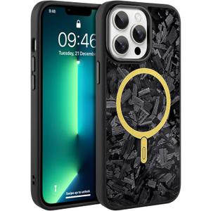 AIGOMARA Magnetic for iPhone 13 Pro Case, Compatible with Magsafe, Glossy Slim Hard PC Back Soft TPU Bumper Protective Shockproof Phone Case, Black