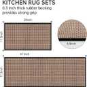 eqivei Kitchen Rugs and Mats Non Skid Washable Set of 2 PCS, Absorbent Runner Rugs for Kitchen, Front of Sink, Kitchen Mats for Floor, 17.3"x 47"+17.3"x 29" (Black)