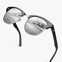 GQUEEN Classic Horn Rimmed Semi Rimless Polarized Sunglasses for Men Women GQO6