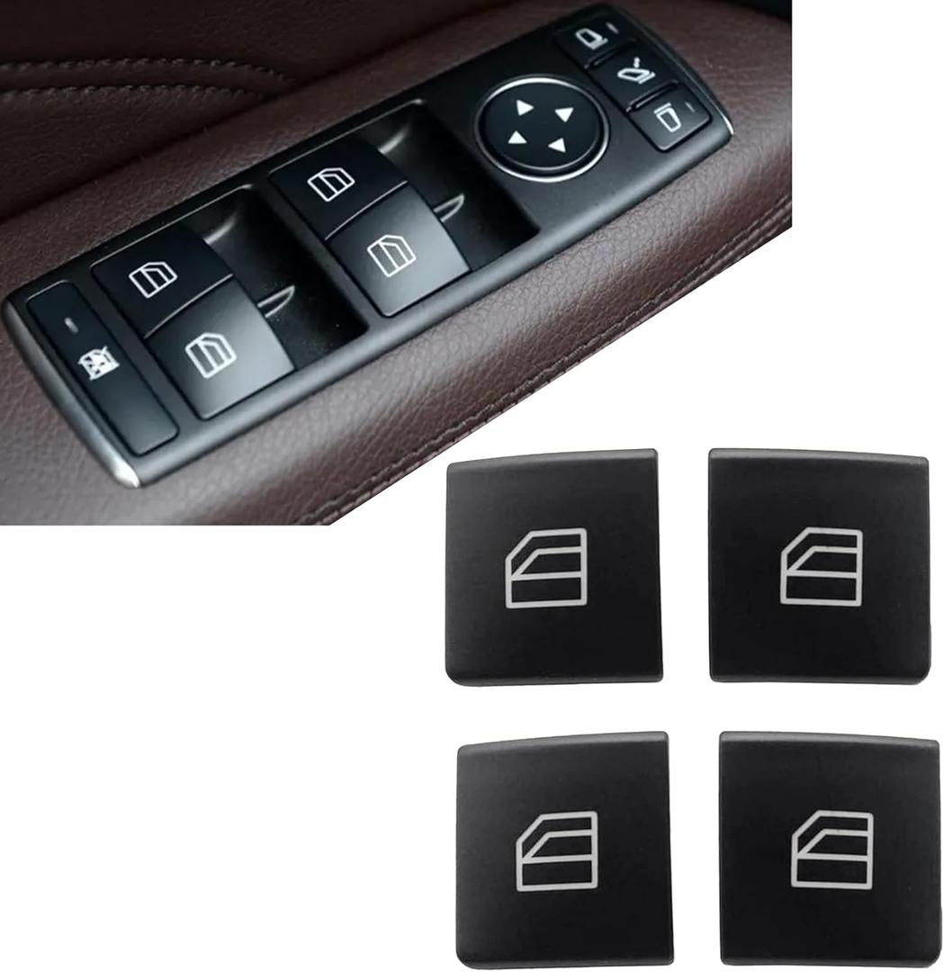 FZJDSD 4PCS Front Driver Side Car Power Window Master Switch Repair Button Cap Cover 2518300290 A2049055402 Compatible with Mercedes-Benz E-Class E200 E220 E250 E300 C-Class C180 C200 C220 2009-2016