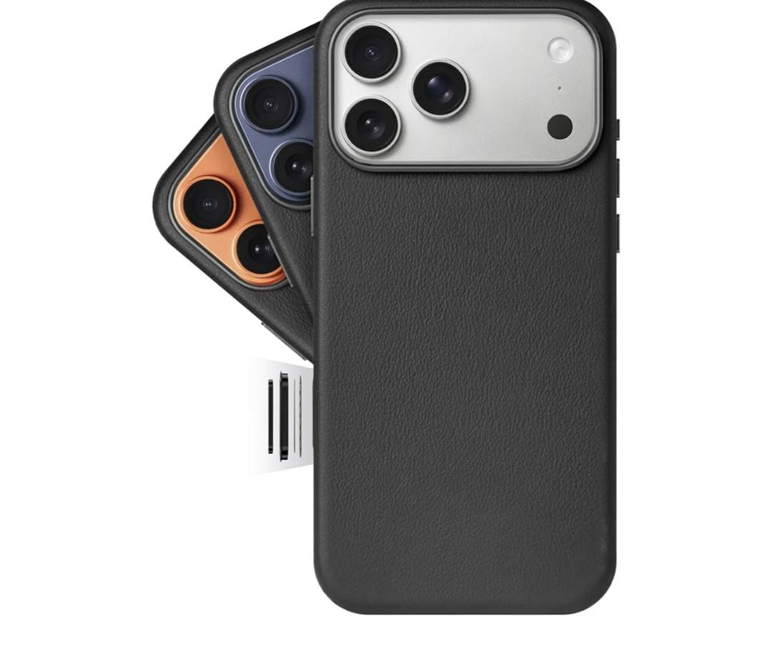 LONLI Classic | Gold-Rated Leather - European Genuine Vele Leather Case for iPhone 17 Pro - [Built-in Camera Control and Compatible with Magsafe] - Black