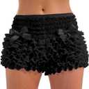 Fun Shack White Ruffle Shorts, Women Bloomers Shorts, Lace Ruffle Bloomer (29 Regular, Black)
