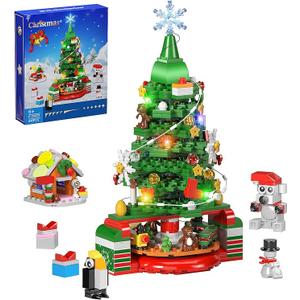 Christmas Tree Building Block Set, Eye Catching Christmas Tree Toy With Lights for Boys Girls Christmas Ornament Gifts, Display Build Christmas Tree Toy Tabletop Decoration, Upgraded (545 Pcs)