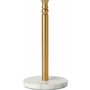 Paper Towel Holder Stand, One-Handed Ripping Paper Towel Roll Holder Countertop, Heavy Marble Base, NOT Tip Over - (Marble Base, Gold)