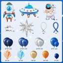 Ouddy Party 142Pcs Outer Space Party Decorations Balloon Garland Kit, Space Birthday Party Supplies UFO Astronaut Themed Navy Blue Silver Foil Latex Balloons for Boys Kids