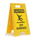 SmartSign 25 x 12 inch “Caution - Icy Surface” Two-Sided Folding Floor Sign with Symbol Black and Yellow