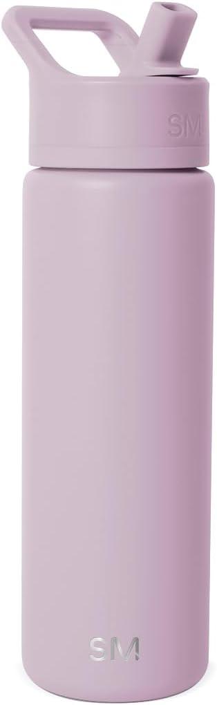 Simple Modern Water Bottle with Straw Lid Vacuum Insulated Stainless Steel Metal Cup Bottles | Reusable Leak Proof BPA-Free Flask for Gym, Travel, Sports | Summit Collection | 22oz, Lavender Mist