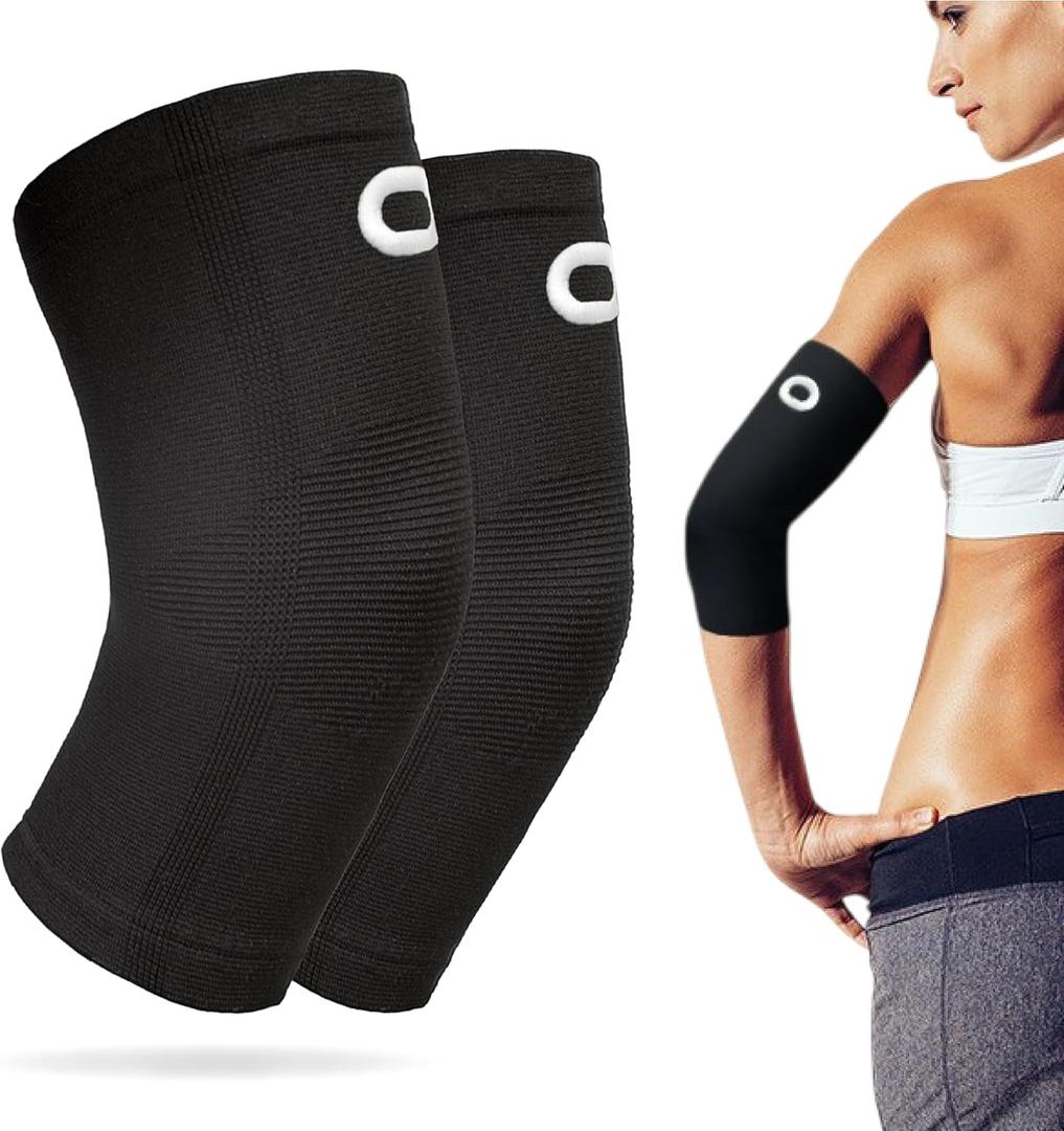 Elbow Brace for Women & Men (Pair) Elbow Compression Sleeve for Tendonitis, Tennis Elbow & Golfers Elbow Arm & Elbow Support for Arthritis, Bursitis, Weightlifting & Pain Relief (Black, XS)