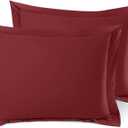 Nestl Soft Pillow Shams Set of 2 - Double Brushed Microfiber Pillow Covers - Hotel Style Premium Bed Pillow Cases, with 1.5” Decorative Flange, Standard 20"x26" - Burgundy