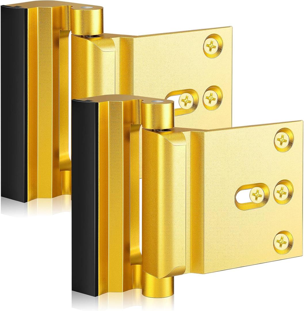 Shimeyao Security Door Lock, 2 Pcs Home Door Reinforcement Lock with 8 Screws Prevent Unauthorized Entry 3 Inch Home Door Lock Withstand 800 Lbs Aluminum Door Security Devices for Home Safety