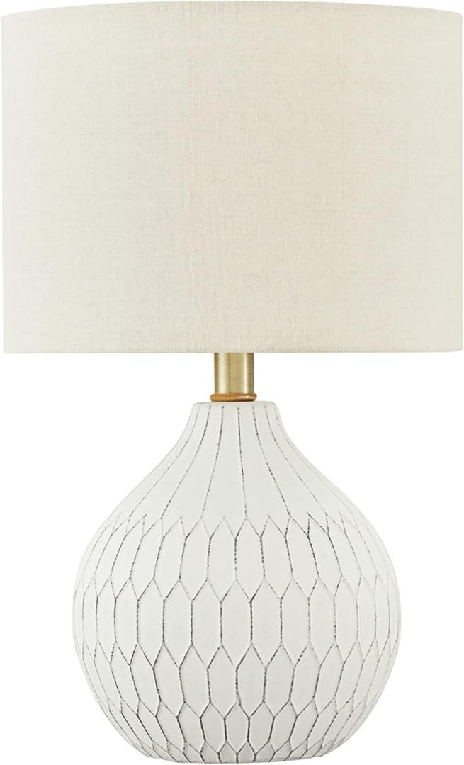 Signature Design by Ashley Wardmont 18" Modern Dimensional Design Ceramic Table Lamp, White