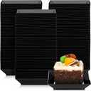 Zhehao 100 Pcs Plastic Dessert Appetizer Plates Disposable, 3.6 x 3.6 Inch Small Square Plastic Dessert Cake Plate for Party, Valentine's Day Wedding Birthday Bridal Baby Shower Supplies (Black)