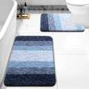 Arotive Bathroom Rugs Sets 2 Piece, Soft Absorbent Microfiber Bath Mats and U-Shaped Contour Toilet Rug, Non-Slip Machine Washable Dry Bath Mats for Bathroom, 24x16 and 24x20, Blue