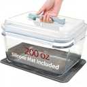 200oz/6000ml/26cup Extra Large Glass Storage Containers with Airtight Lid - Borosilicate Large Glass Food Storage for Rotisserie Chicken, Turkey - XL Big Glass Soup Bowls Freezer to Oven Safe (Light Blue Handle)