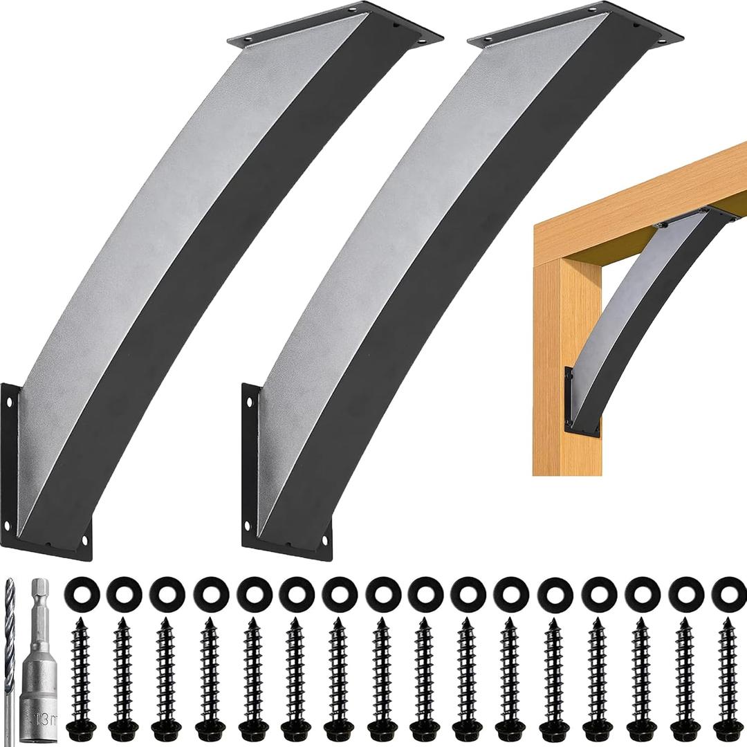 Heavy Duty 4" x 4"(Actual: 3.2''x3.2'') 45 Degree Angle Support Bracket, 2 Pcs Carbon Steel Pergola Post Bracket for Gazebos, Decks, Porches, Log Cabins and Other Wood Frame.