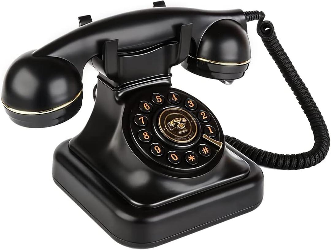 Retro Landline Telephone Classic Rotary Design Old Fashioned Corded Desk Phone for Home and Office